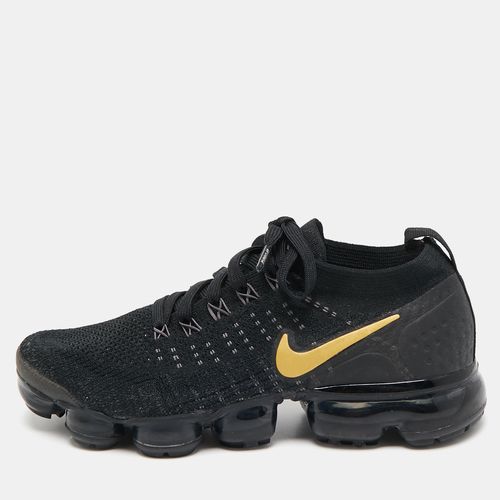Nike Black Knit Fabric Vapormax Lace Up Sneaker