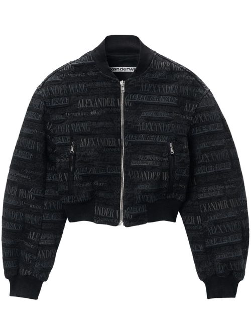 Logo-embroidered bomber jacket - Black