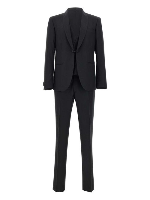 Corneliani satin-trim three-piece suit - Black