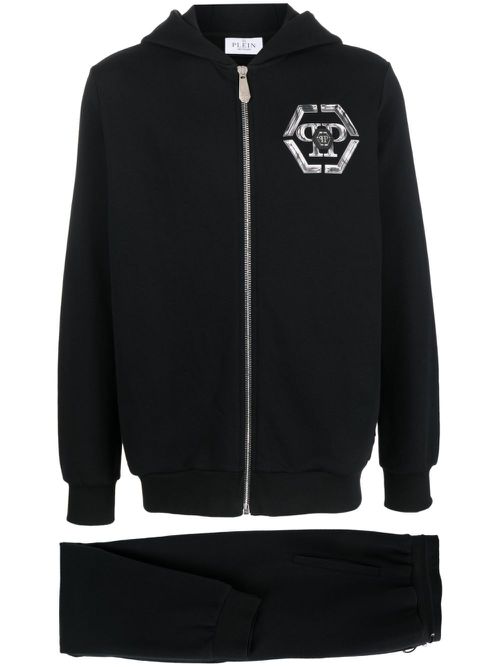 Skull-print stretch-cotton tracksuit - Black