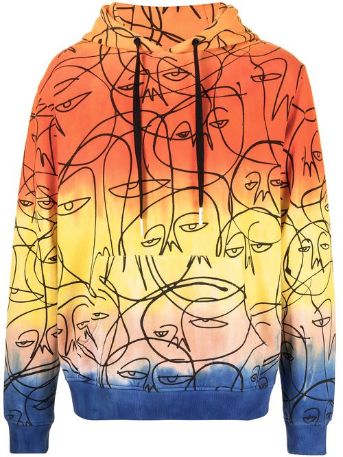 Graphic print ombre hoodie - Yellow