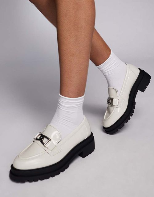 Chunky loafers in cream-White