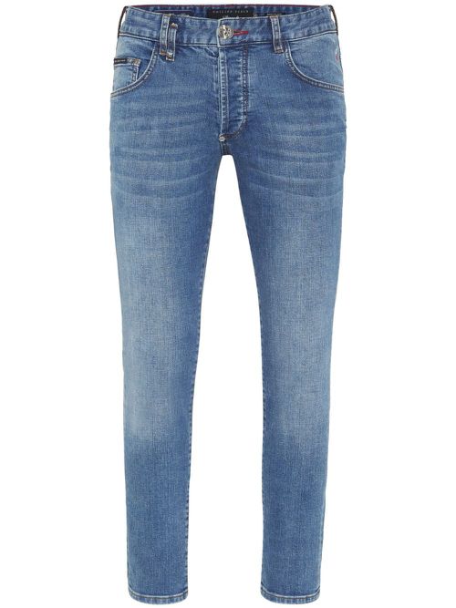 Skull mid-rise skinny jeans - Blue