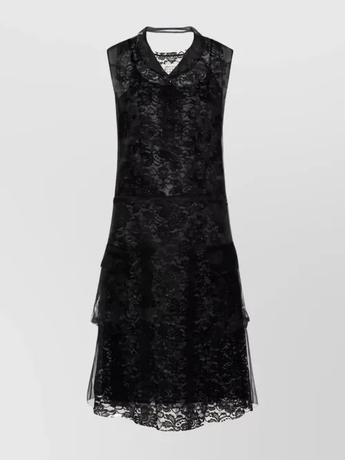 Maison Margiela - sleeveless midi dress lace overlay design