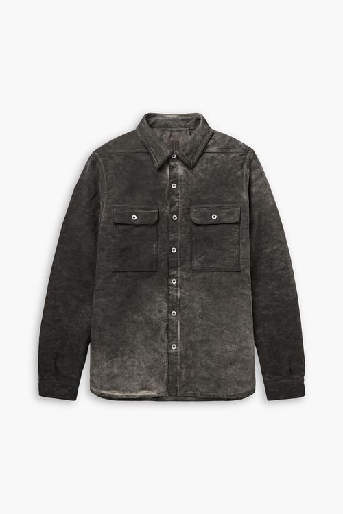 Padded garment-dyed cotton-moleskin overshirt - Brown - S