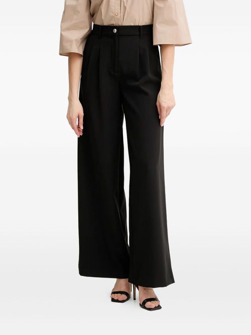 Pleat-detail trousers - Black