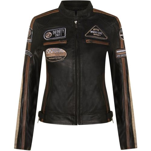 Leather Biker Racing Badges Jacket-Agadir
