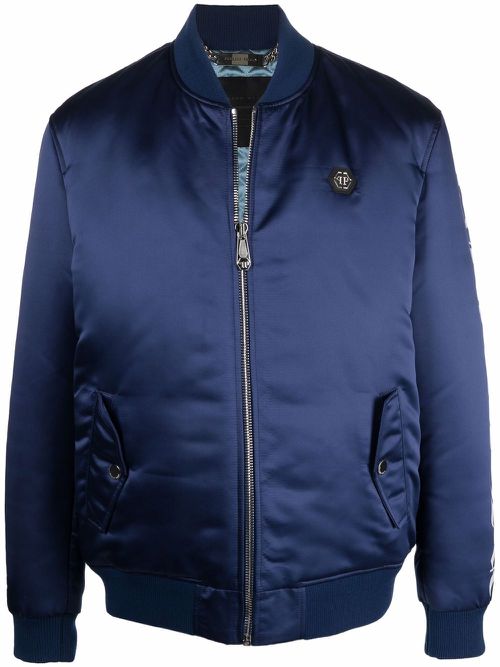 Logo-print bomber jacket - Blue