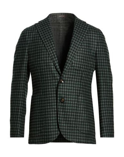 Man Blazer Green Size 38 Virgin Wool, Linen, Silk, Elastane