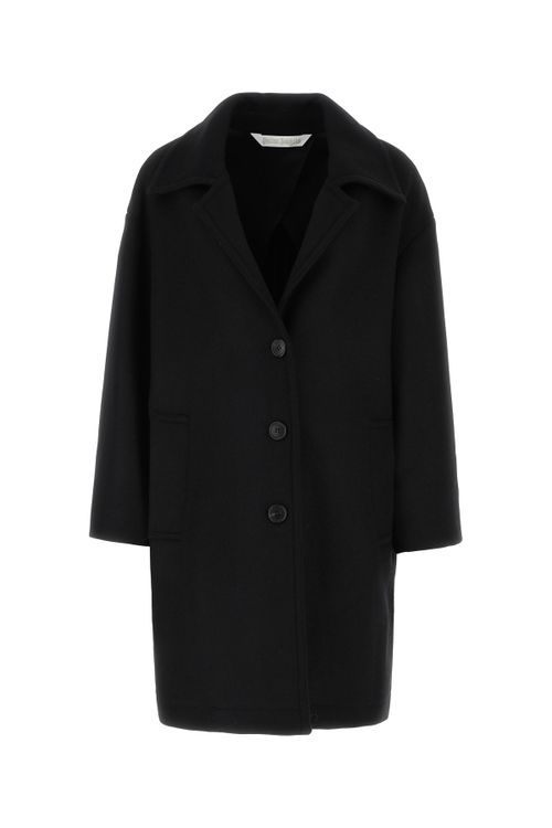 Single-Breasted Wool Coat — Black