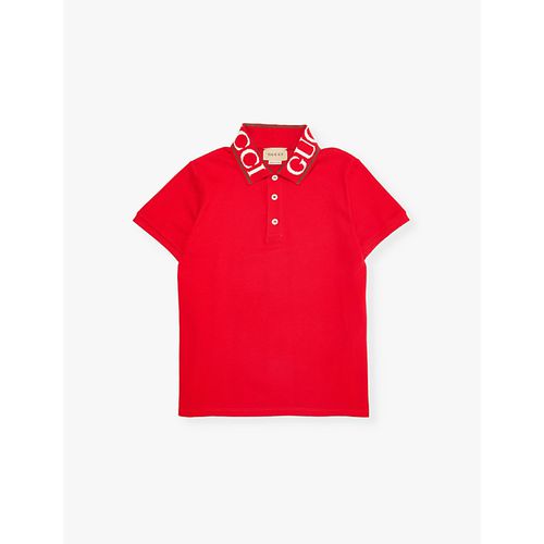 Boys Flare/mc/mx Kids Branded-collar Stretch-cotton Polo Shirt 
