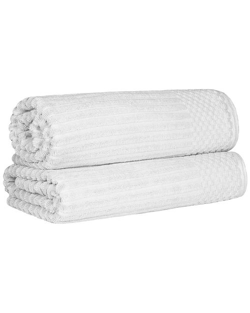 Superior Cotton Highly Absorbent Solid And Checkered Border Bath Sheet Set