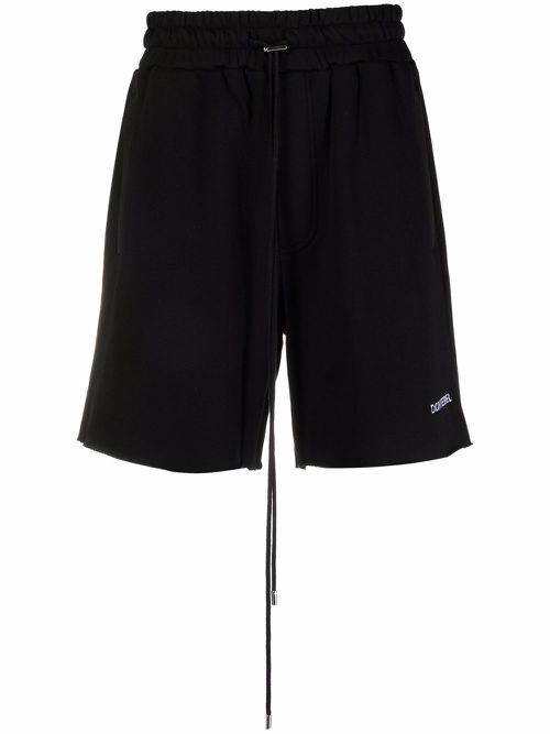 Logo-embroidered track shorts - Black