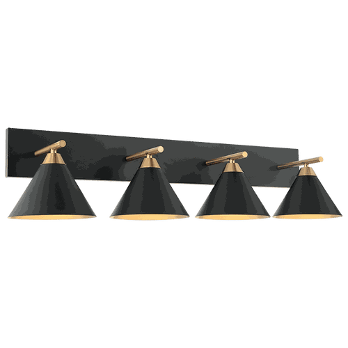 Matteo Bliss 4-Light Wall Sconce In Aged Gold Brass With Matte Black