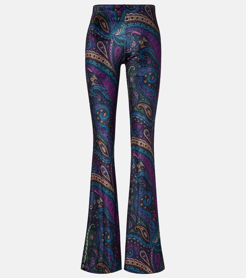 Printed high-rise velvet flared pants