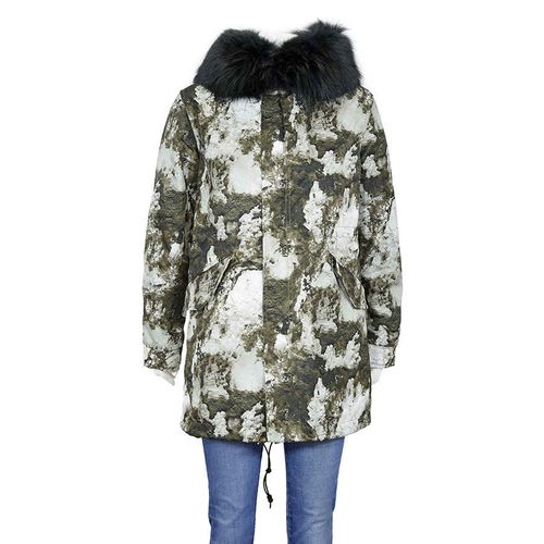 Ladies Army Printed Nylon Parka Midi