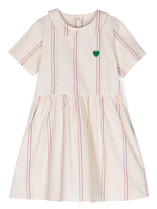 Peter-pan collar striped dress - Neutrals