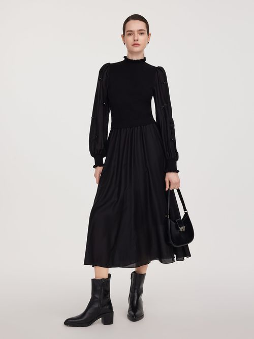 Tencel Blend Patchwork Women Maxi Dress