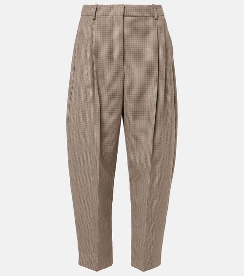 Houndstooth cropped wool wide-leg pants