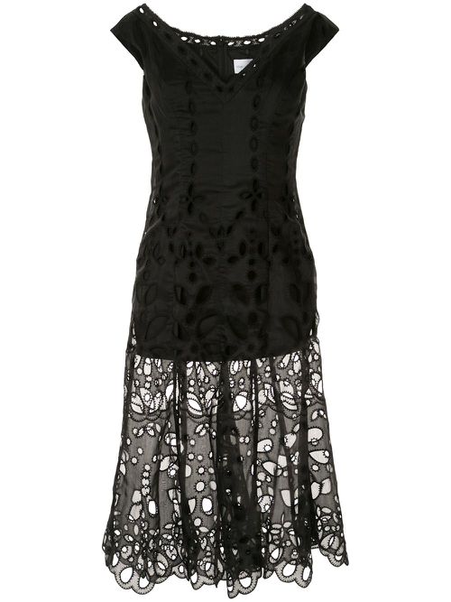 Baudelaire broderie anglais midi dress - Black