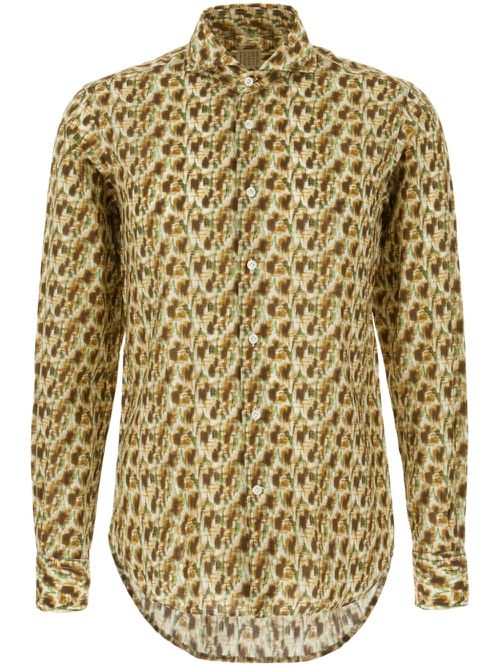 Abstract-print cotton shirt - Neutrals
