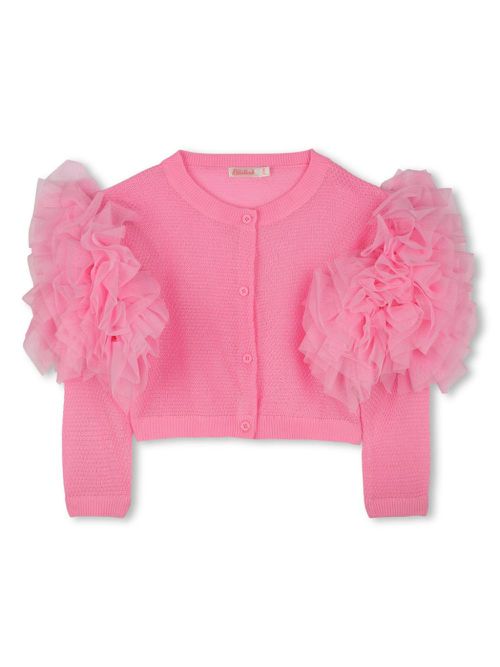 Ruffle-detail cardigan - Pink