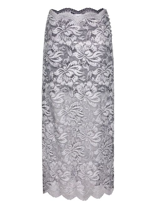 Floral-lace midi skirt - Grey