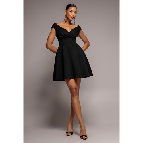Goddiva Corset Fit & Flare Mini Dress - Black