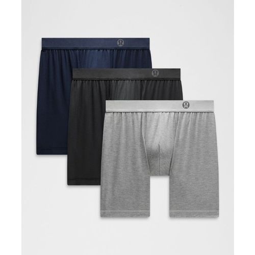 Lululemon – Men's Always In Motion Long Boxer Briefs 3 Pack – 7" – Color Black/Grey/Blue