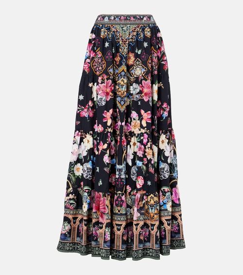 Crystal-embellished poplin maxi skirt