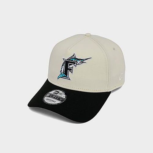 Florida Marlins MLB 9FORTY A-Frame Snapback Hat in Chrome/Black