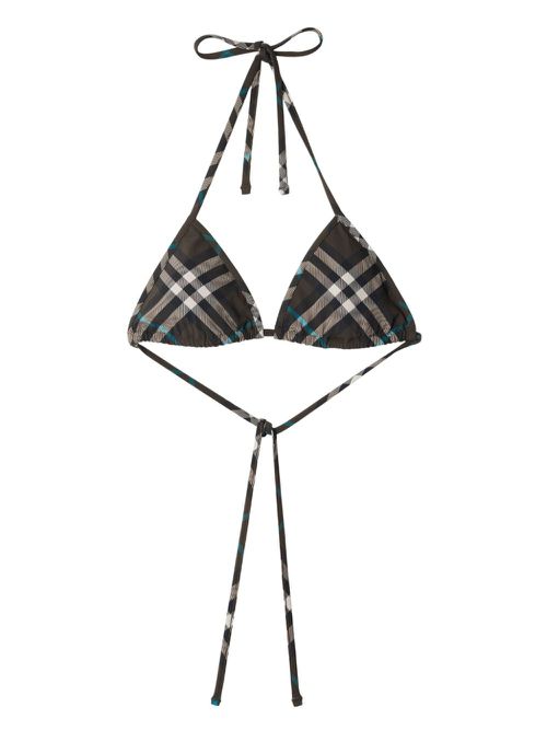 Check bikini top - Brown