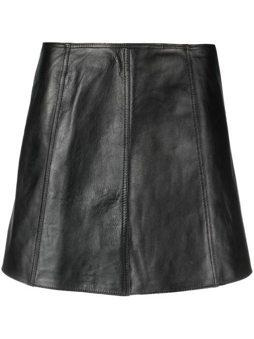 Patent leather straight miniskirt - Black