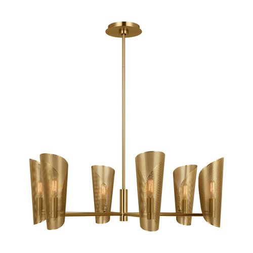 Burnished Brass Six Light Chandelier from the Plivot Collection