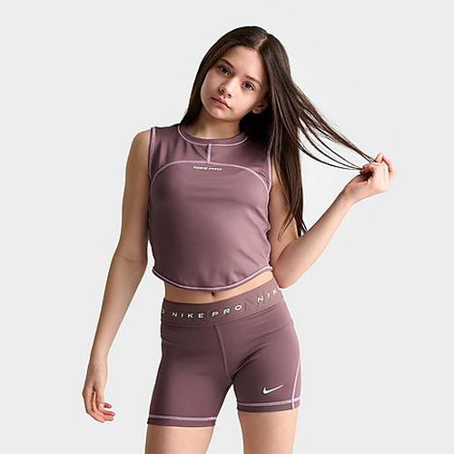 Girls' Big Kids Pro Dri-FIT Top in Tattoo/Light Magenta/White