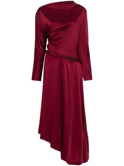 Piped-trim midi dress - Red