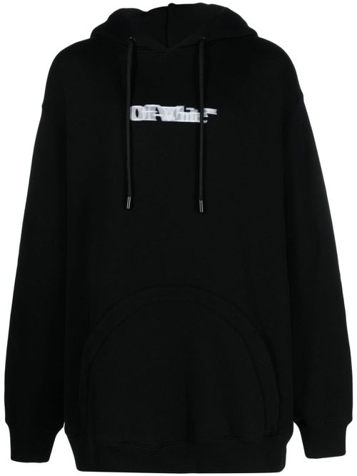 Logo-print cotton hoodie - Black