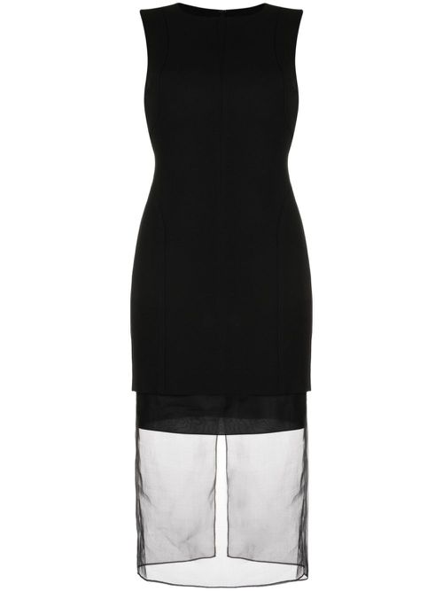Layered stretch-jersey midi dress - Black