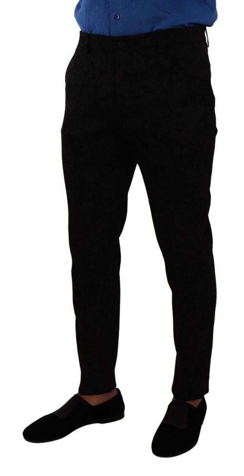 Brocade Skinny Formal Trousers — Black