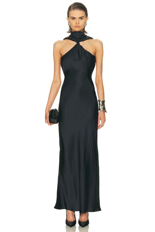 THE ATTICO Sleeveless Gown in Black - Black.  42 also in 36