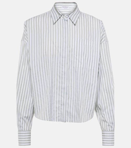Striped cotton and silk poplin shirt