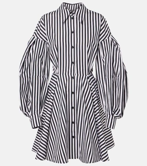 Striped cotton poplin midi dress