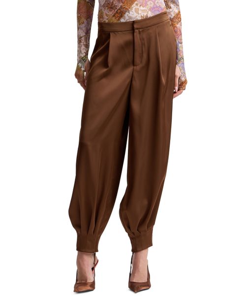 Women's Pleated Balloon Pants - Chocolate