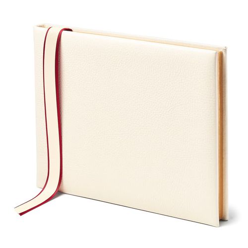 Classic Leather Guest Book in Ivory Pebble