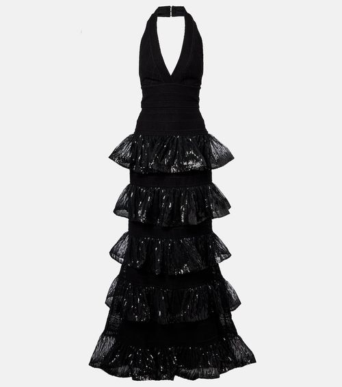 Sequined macramé gown