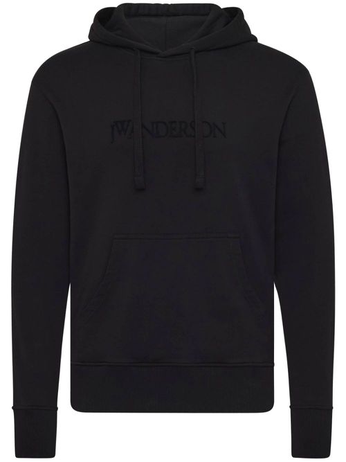 Logo-embroidered hoodie - Black