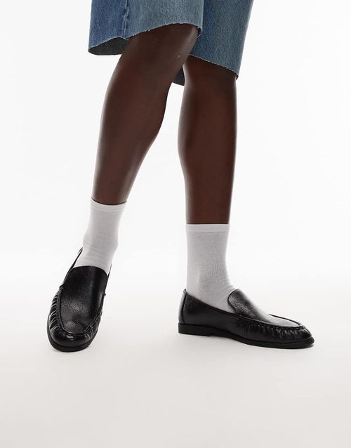 Connell ruched flat shoe loafers in black