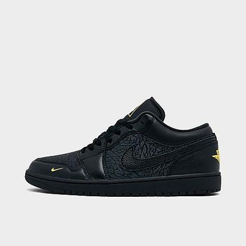 Men's Air Retro 1 Low SE Elephant Print Casual Shoes in Black/Anthracite/Tour Yellow