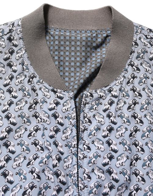 Car Print Cotton Jacket — Blue