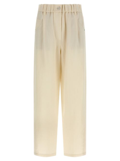 Viscose-Linen Blend Trousers — White